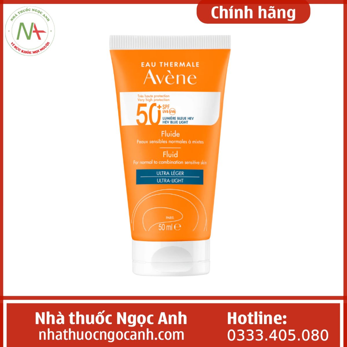 Kem chống nắng Avene Ultra Light Fluid SPF50+