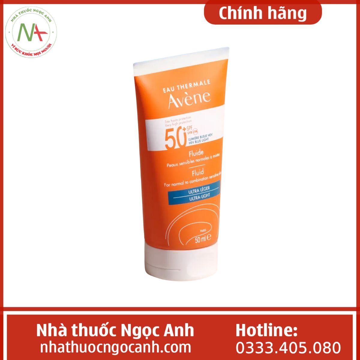 Kem chống nắng Avene Ultra Light Fluid SPF50+