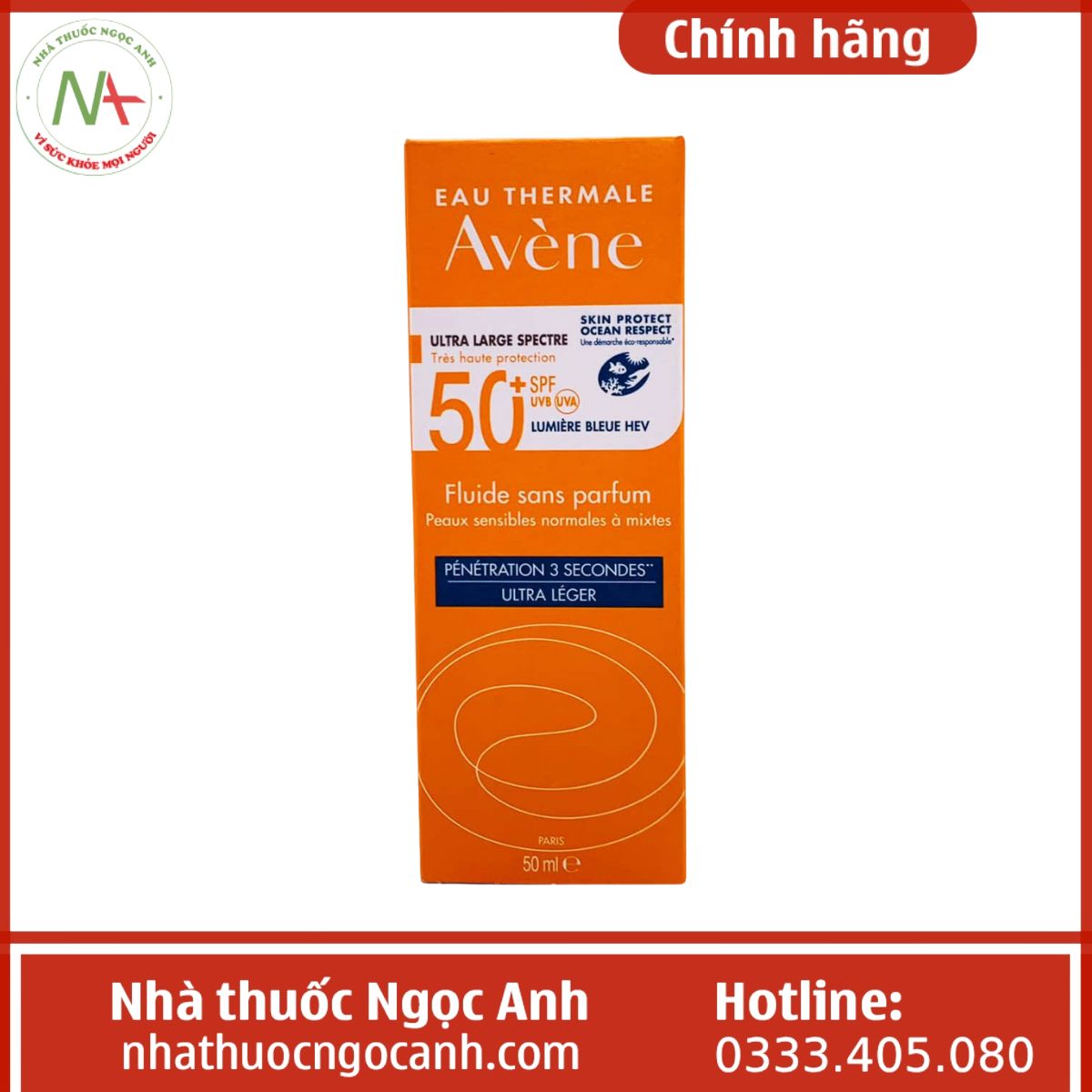 Kem chống nắng Avene Ultra Light Fluid SPF50+