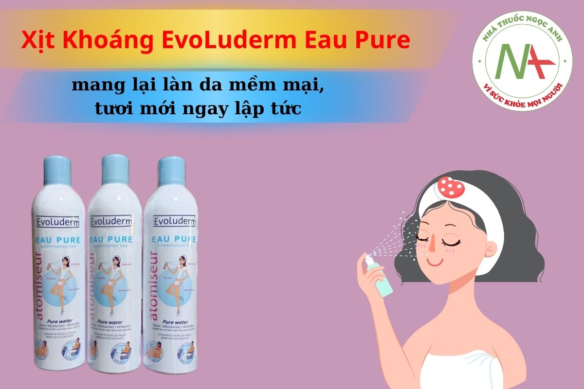 Xịt Khoáng EvoLuderm Eau Pure 400ml cấp ẩm cho làn da ngay tức thì