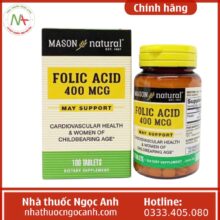 Folic acid 400mcg Mason Natural