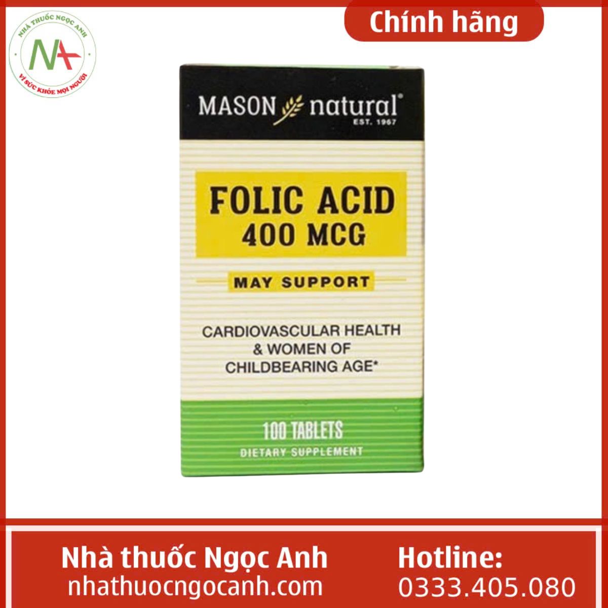 Folic acid 400mcg Mason Natural