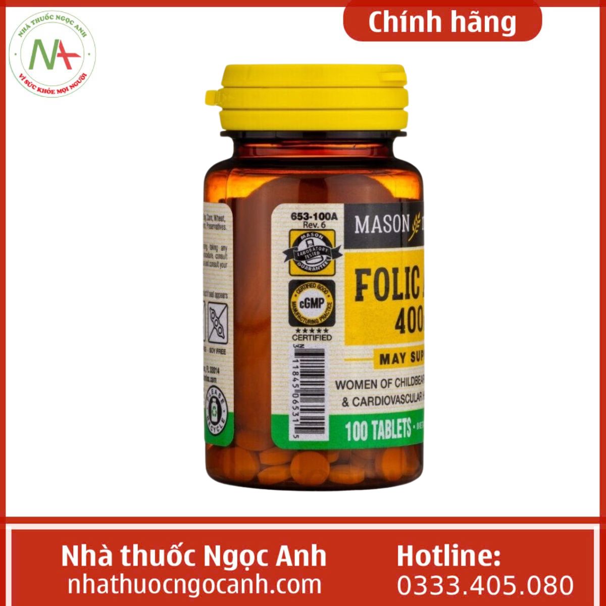 Folic acid 400mcg Mason Natural