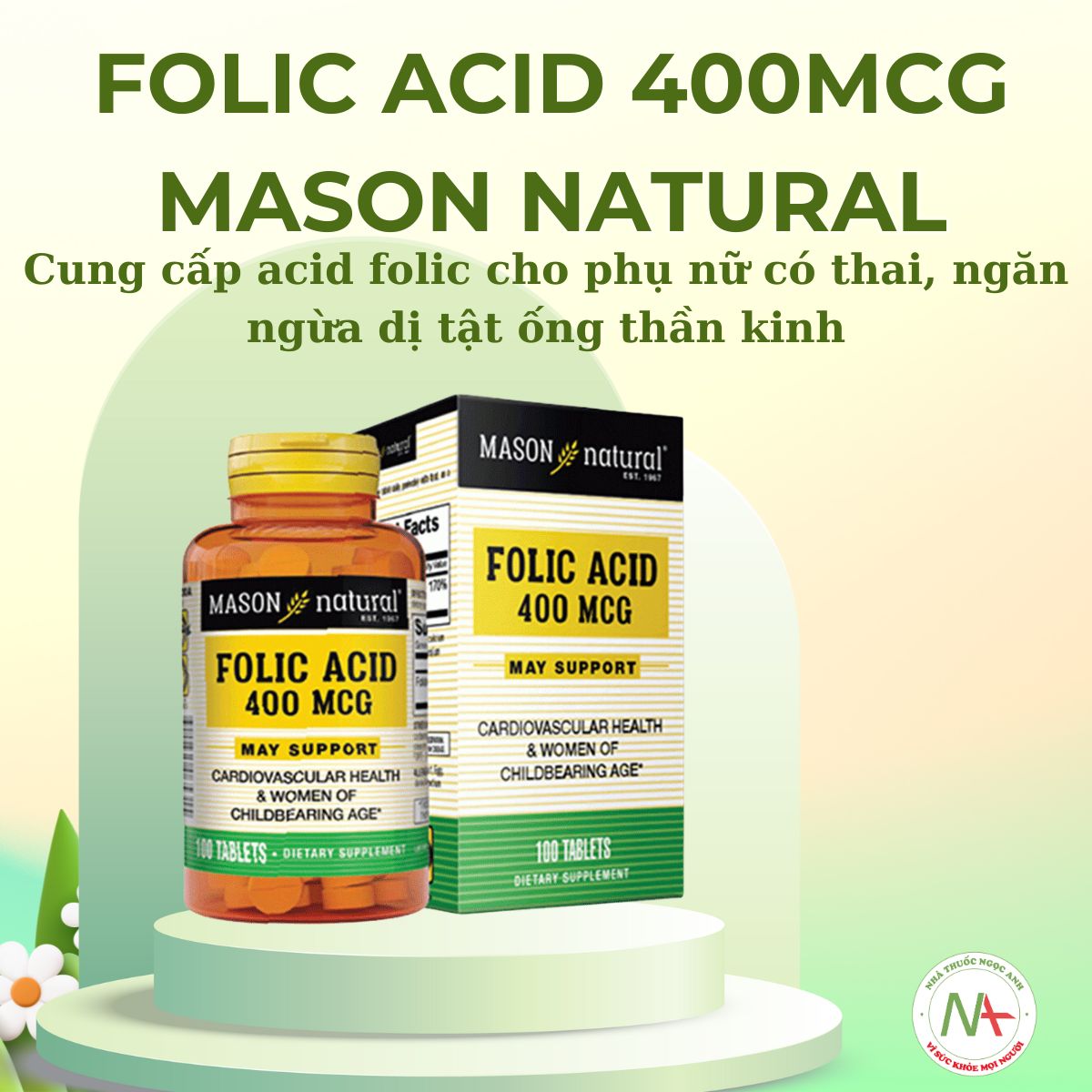 Folic acid 400mcg Mason Natural có công dụng gì?