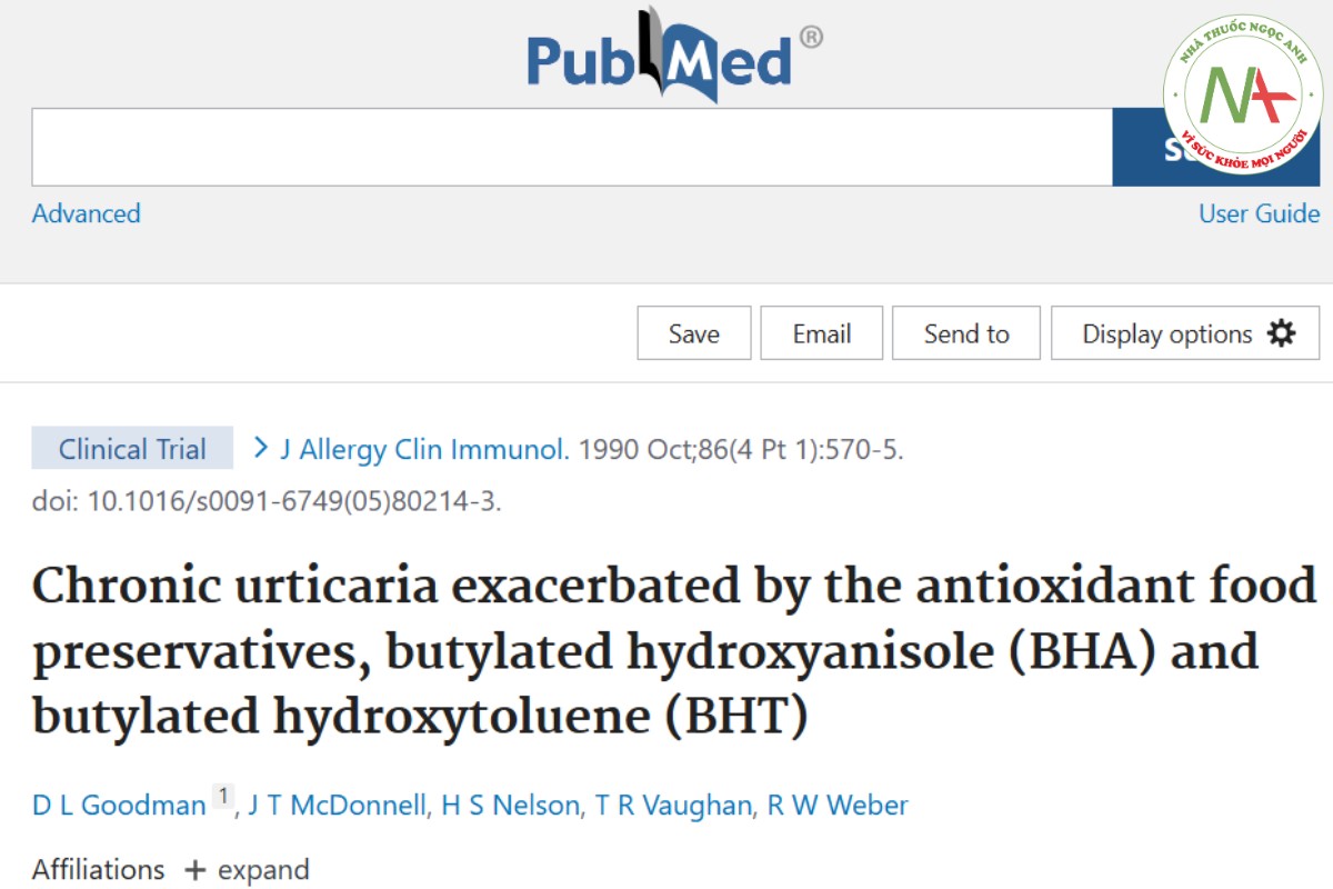 Nghiên cứu về Butylated hydroxytoluene