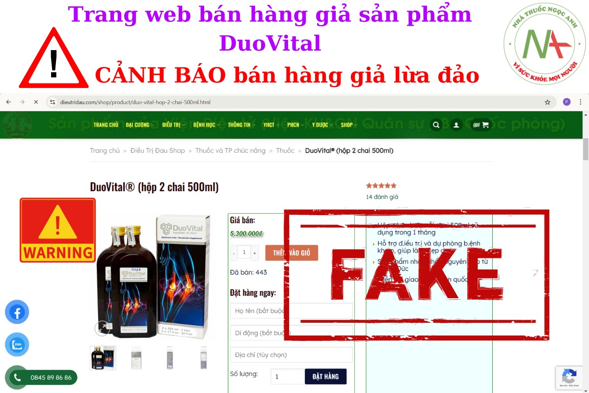 Cảnh báo website bán hàng giả DuoVital