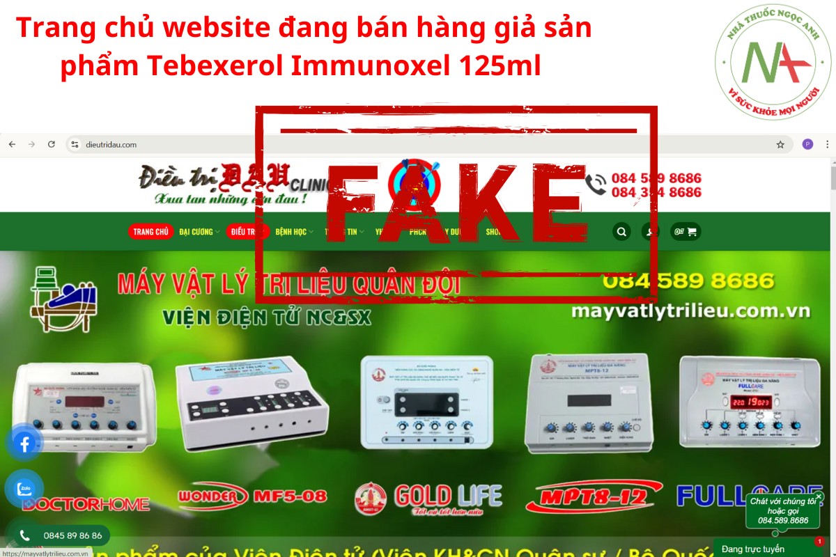 Hình ảnh của trang chủ website bán hàng giả Tebexerol Immunoxel 125ml