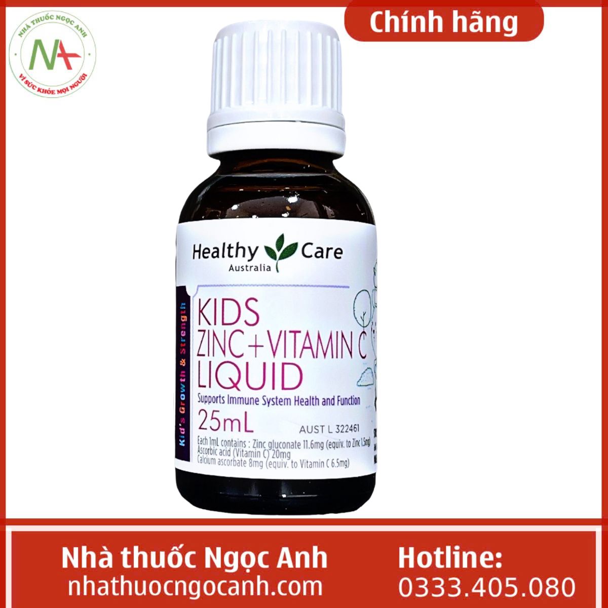 Healthy Care Kids ZinC + Vitamin C Liquid