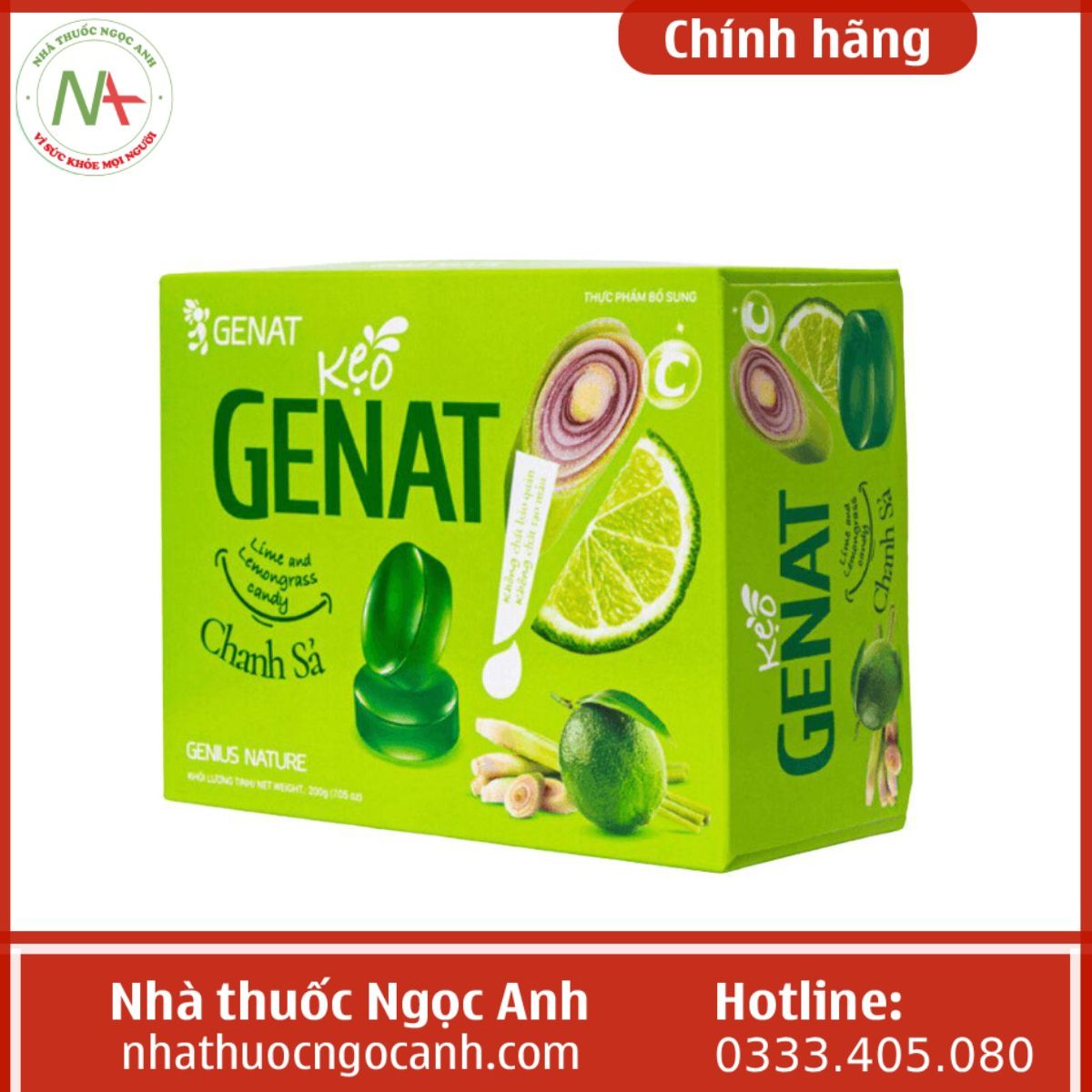 Kẹo Genat Lime and Lemongrass candy Chanh Sả