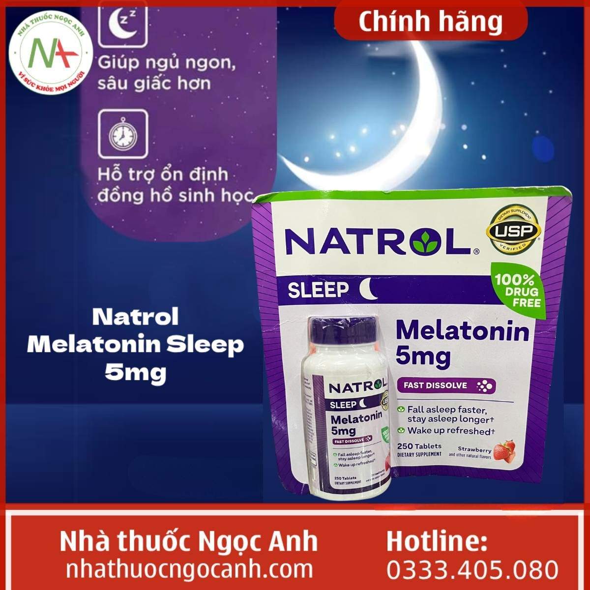 Công dụng của Natrol Melatonin Sleep 5mg