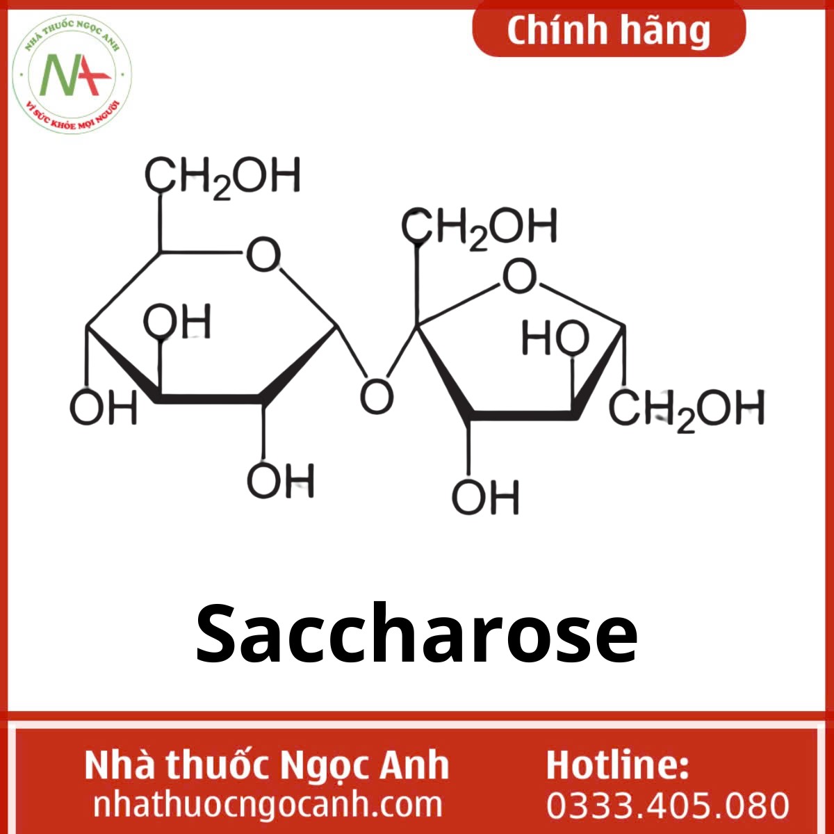 Cấu trúc phân tử của Saccharose dạng 2D