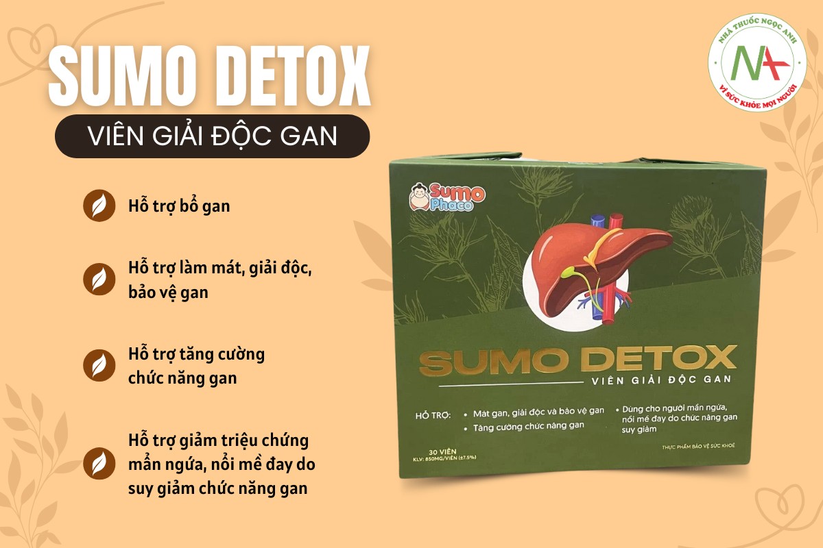 Sumo Detox Viên Giải Độc Gan hỗ trợ giải độc, làm mát và tăng cường chức năng gan