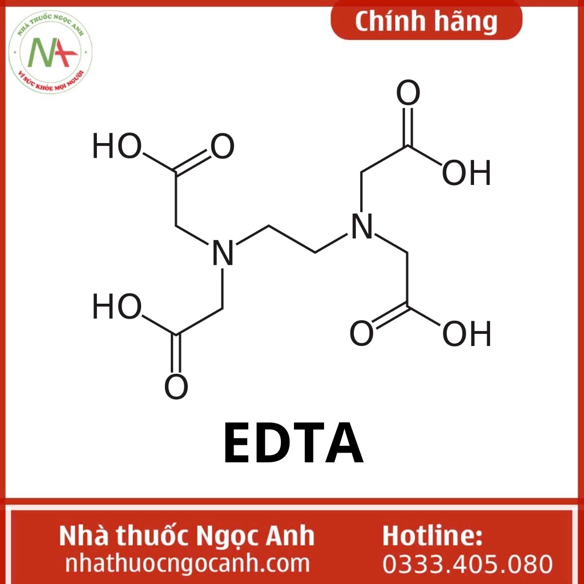 Công thức cấu tạo 2D của EDTA