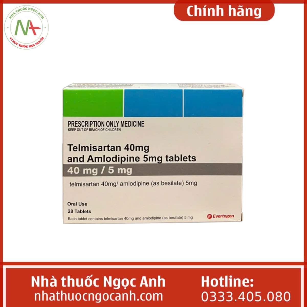 Telmisartan 40mg and Amlodipine 5mg tablets Evertogen