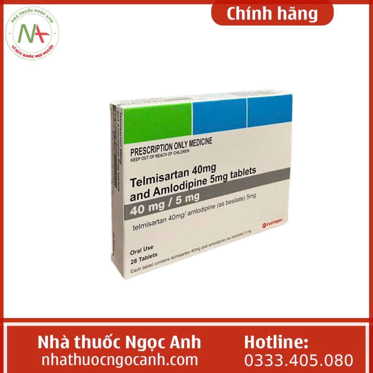 Telmisartan 40mg and Amlodipine 5mg tablets Evertogen