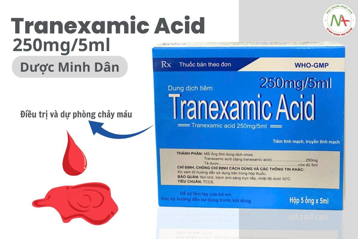 Thuốc Tranexamic Acid 250mg/5ml Dược Minh Dân điều trị và dự phòng chảy máu