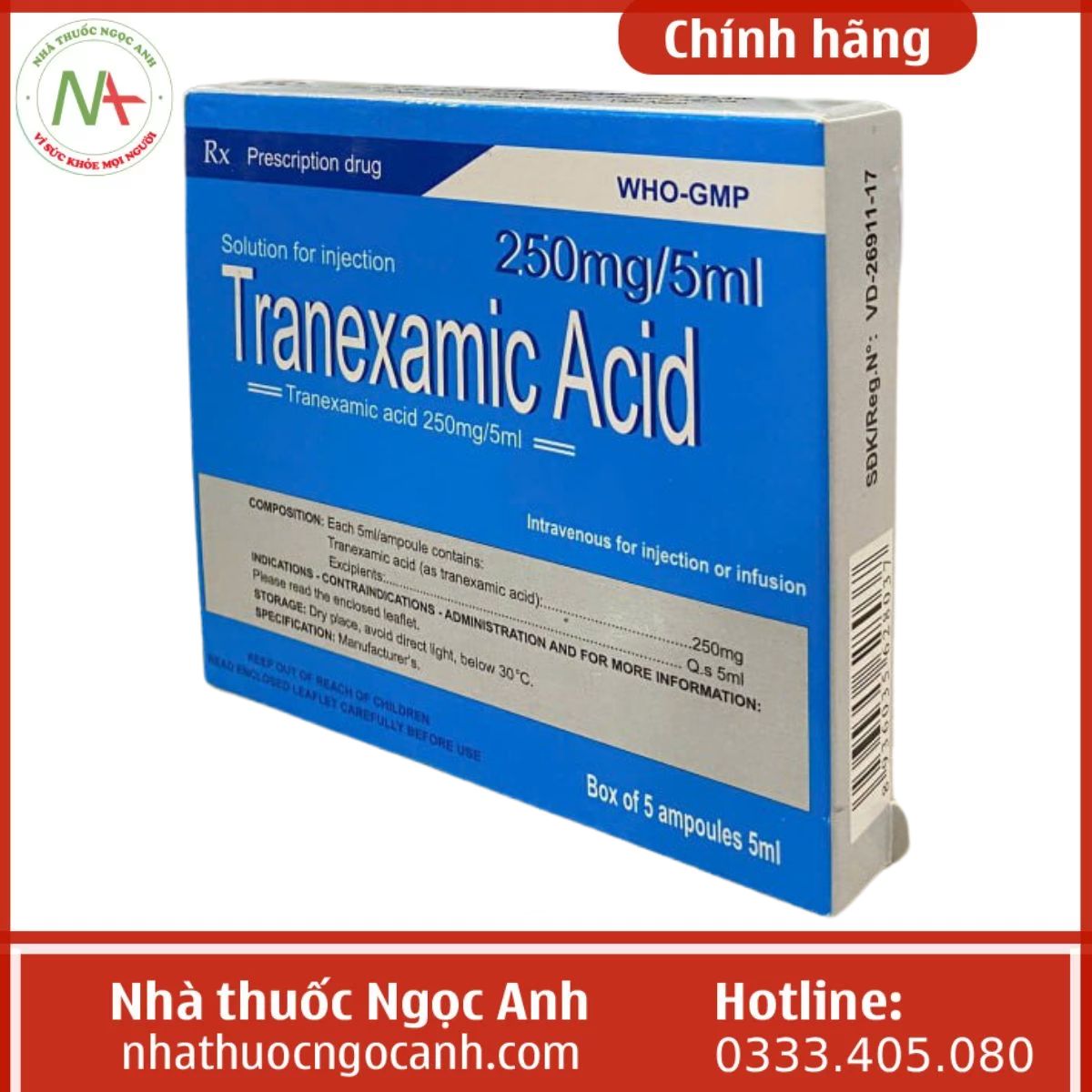 Tranexamic Acid 250mg/5ml MD Pharco