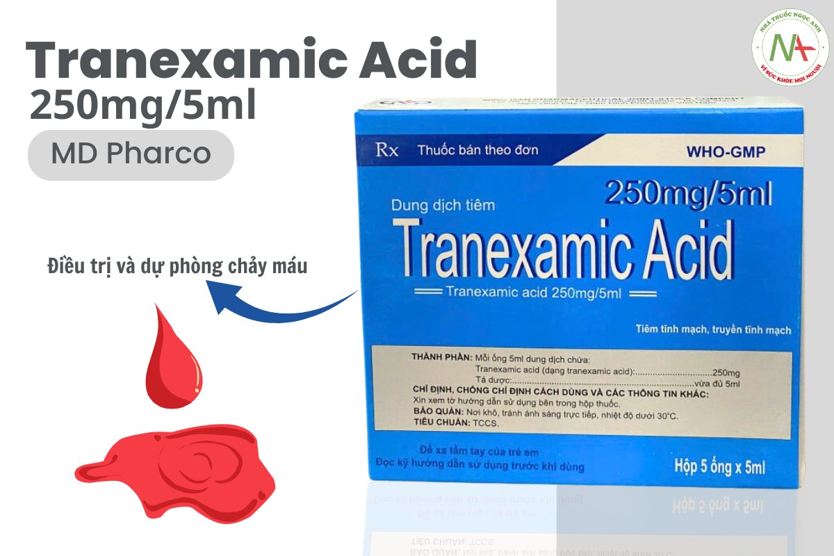 Thuốc Tranexamic Acid 250mg/5ml MD Pharco điều trị và dự phòng chảy máu