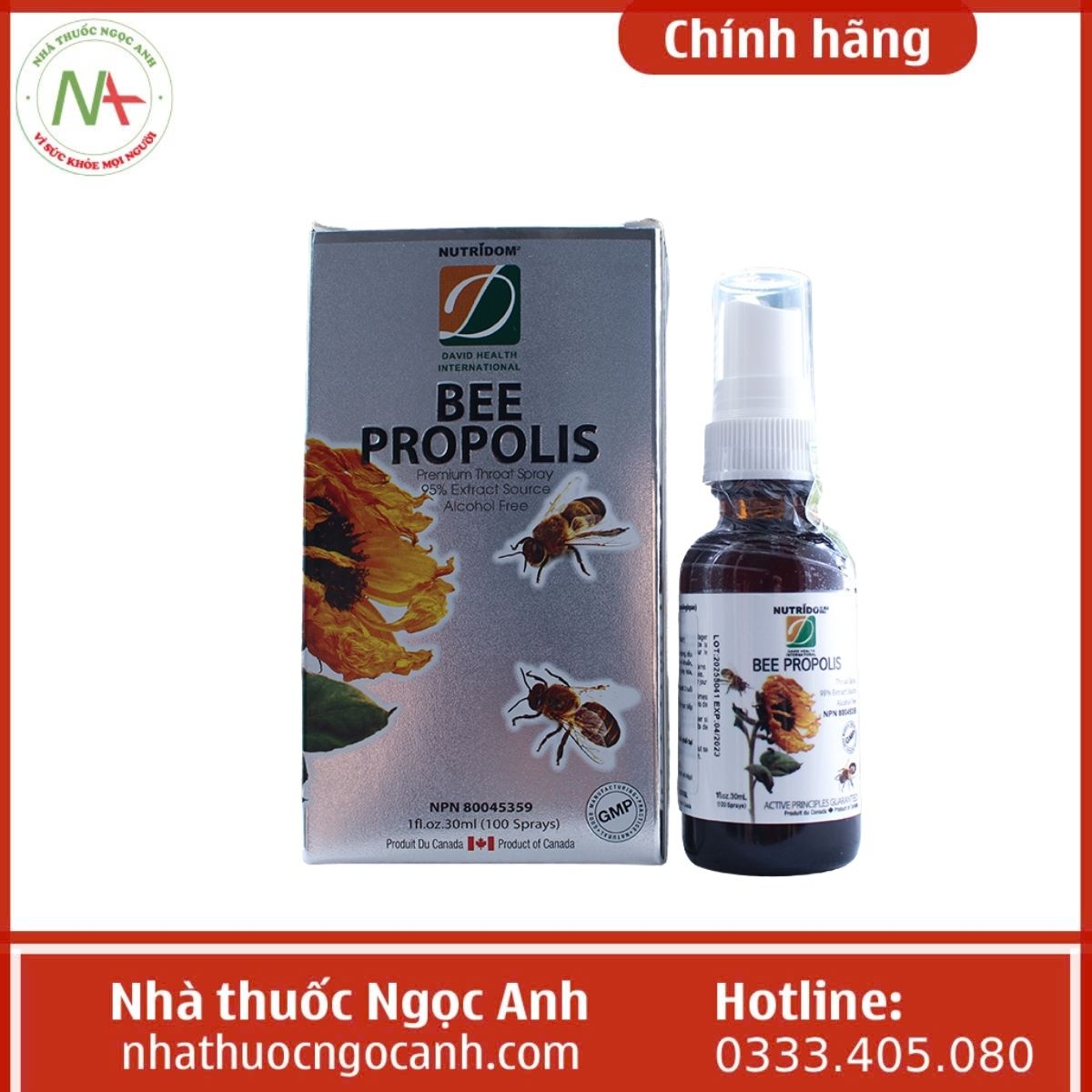 Xịt Keo ong Nutridom Premium Bee Propolis Spray