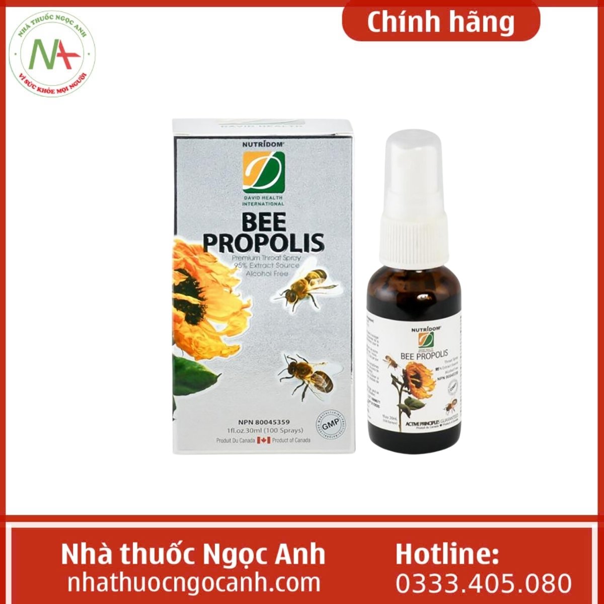 Xịt Keo ong Nutridom Premium Bee Propolis Spray