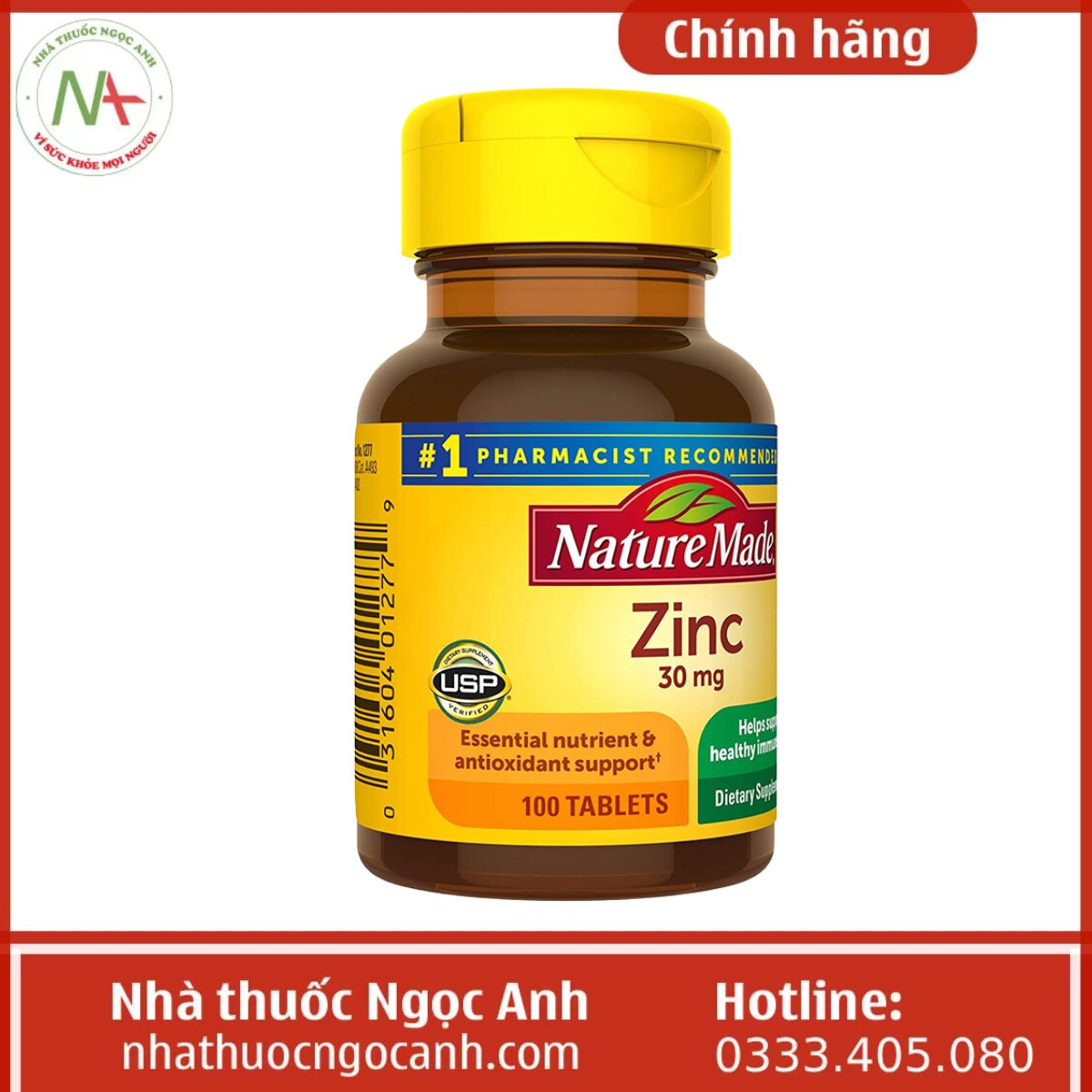 Zinc 30mg Nature Made (viên nén)