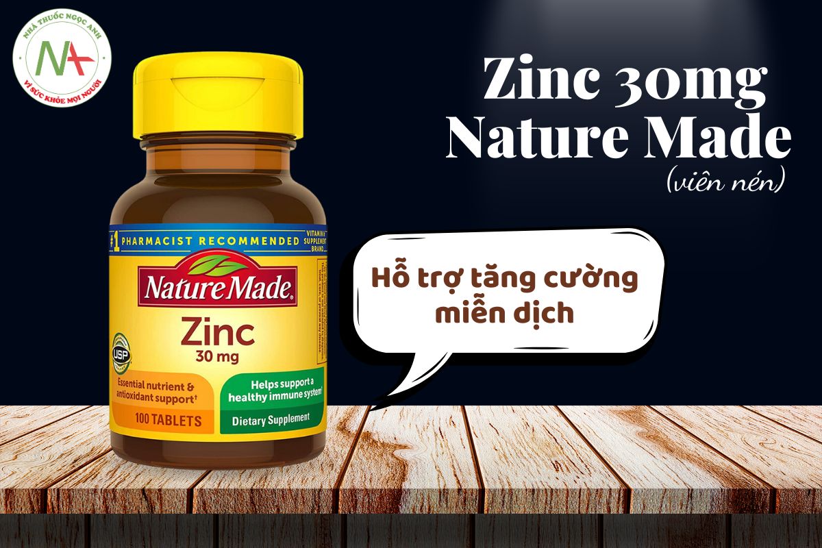 Zinc 30mg Nature Made (viên nén) hỗ trợ tăng cường miễn dịch