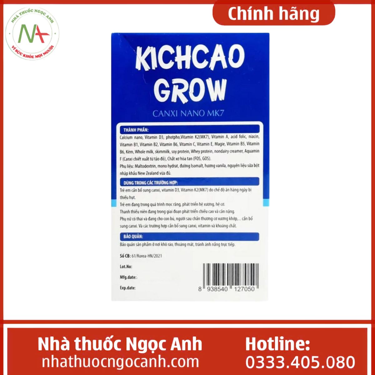 Kichcao Grow Canxi Nano MK7