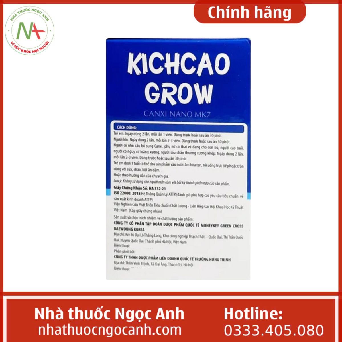 Kichcao Grow Canxi Nano MK7