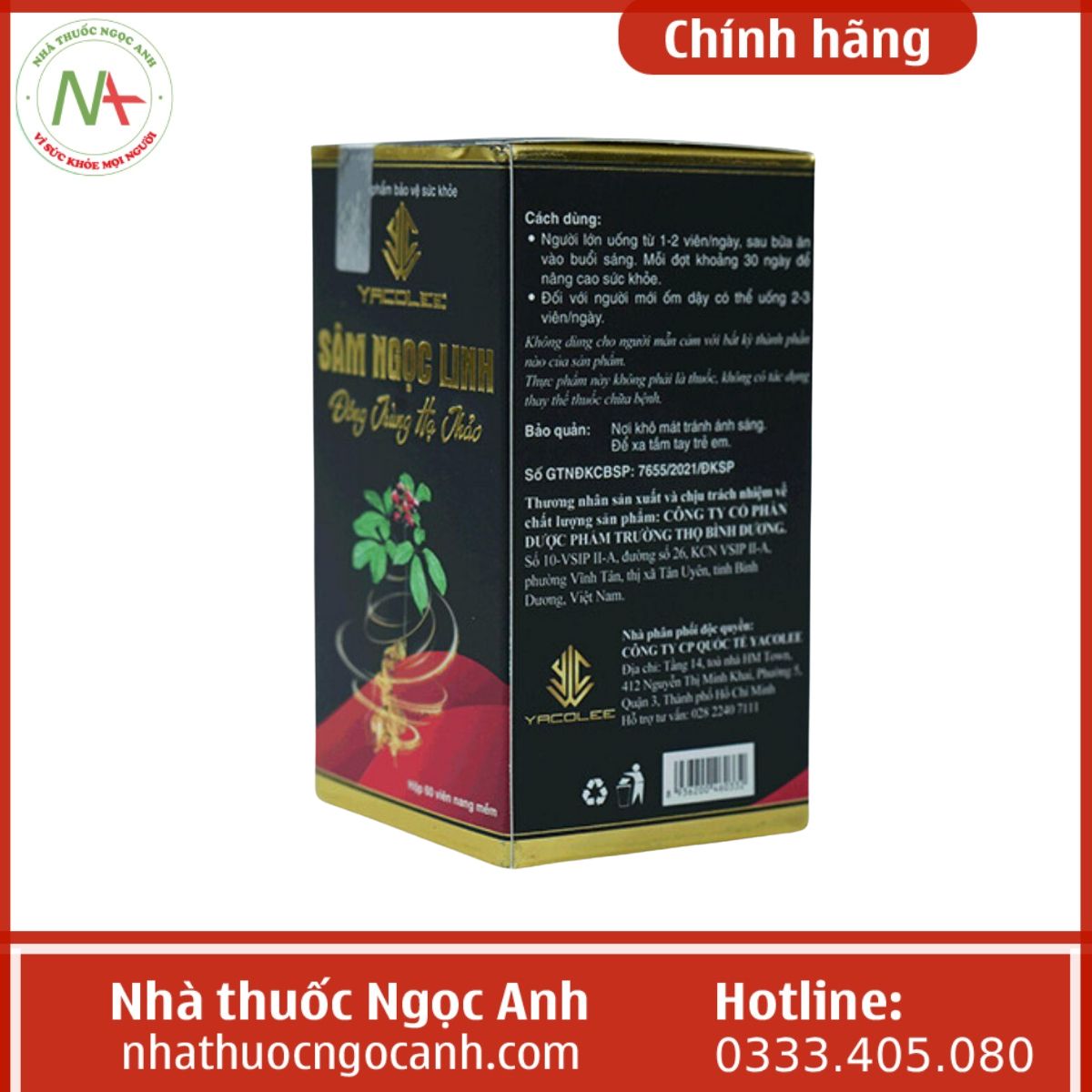 Yacolee Sâm Ngọc Linh Đông Trùng Hạ Thảo