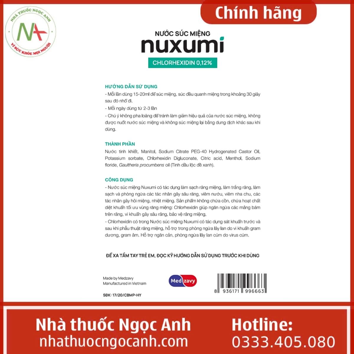 Hướng dẫn sử dụng nước xúc miệng Nuxumi 280ml