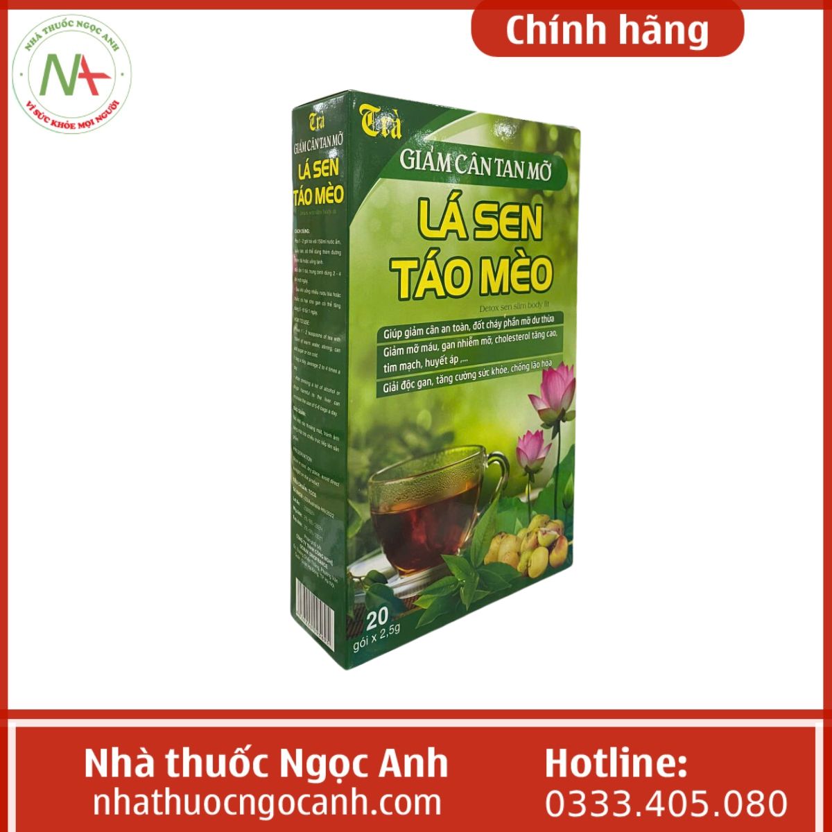 Trà giảm cân tan mỡ Lá Sen Táo Mèo