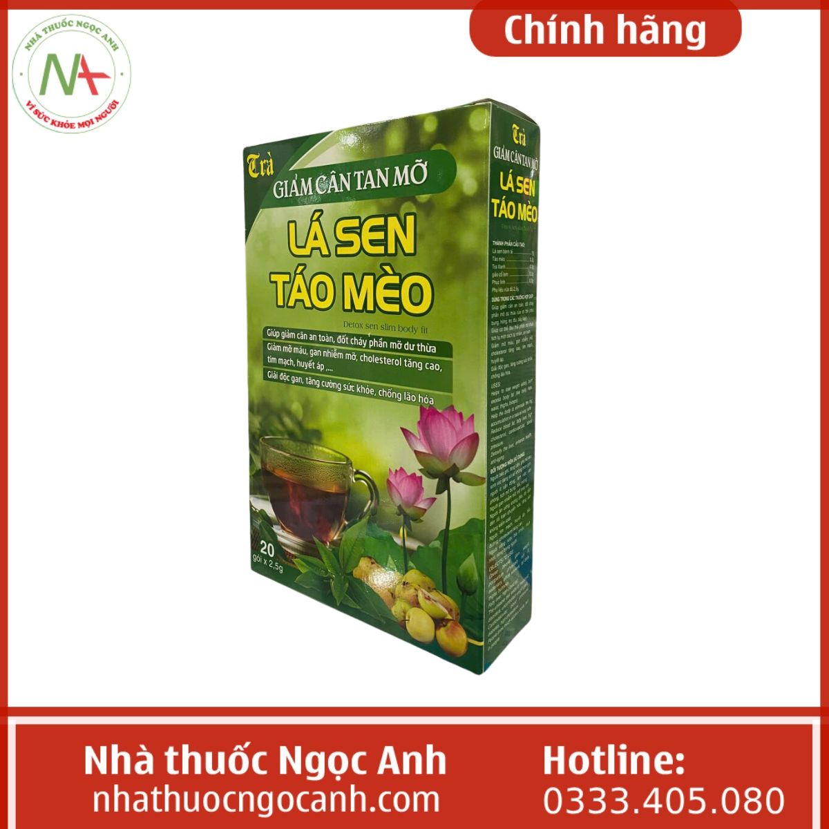 Trà giảm cân tan mỡ Lá Sen Táo Mèo