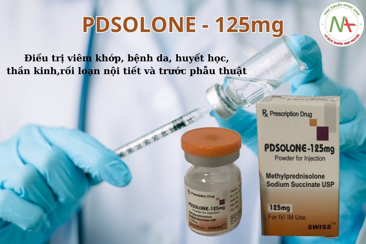 Thuốc Pdsolone - 125mg dùng cho điều trị viêm khớp, các bệnh về da,...