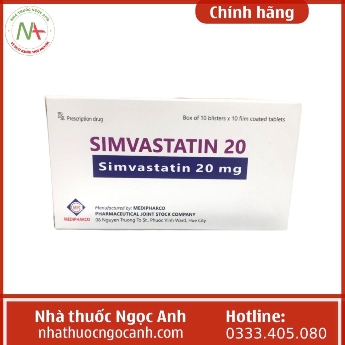  Thuốc Simvastatin 20 Medipharco