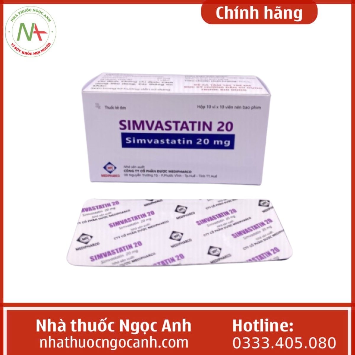  Thuốc Simvastatin 20 Medipharco
