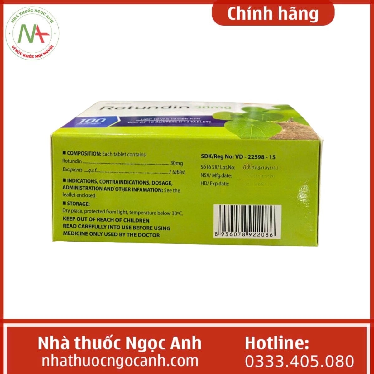 Thuốc Rotundin 30mg  Hóa Dược