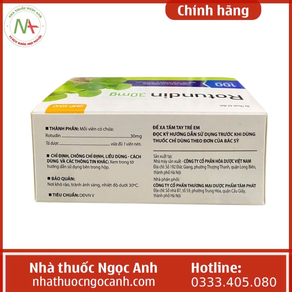 Thuốc Rotundin 30mg  Hóa Dược