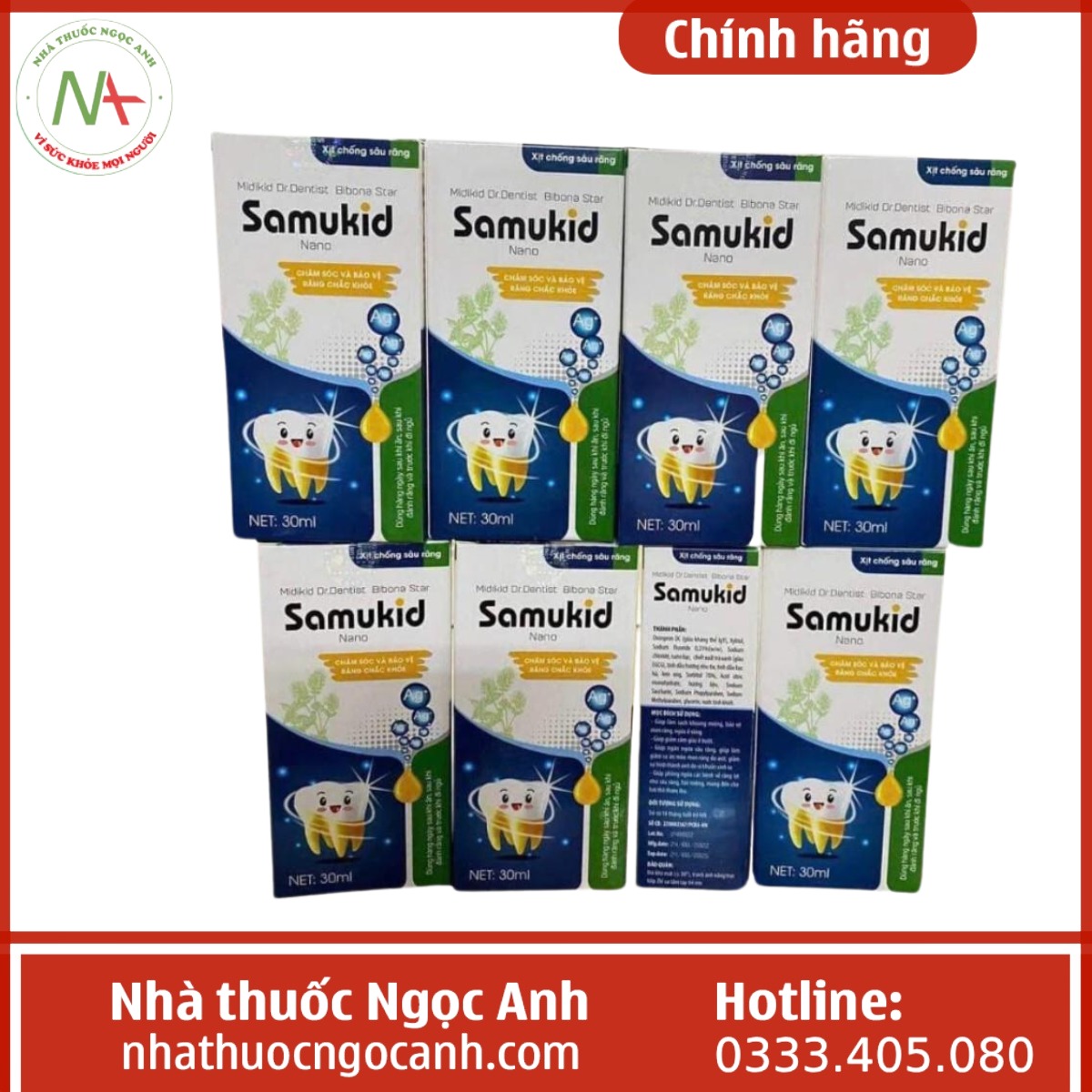 xịt Thơm Miệng Chống Sâu Răng Midikid Dr.Dentist Bibona Star Samukid Nano