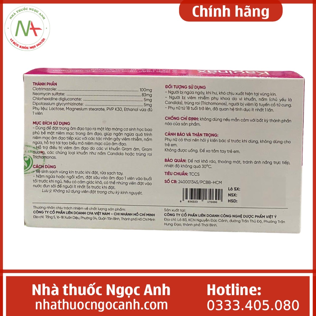 Viên đặt âm đạo Kaginax