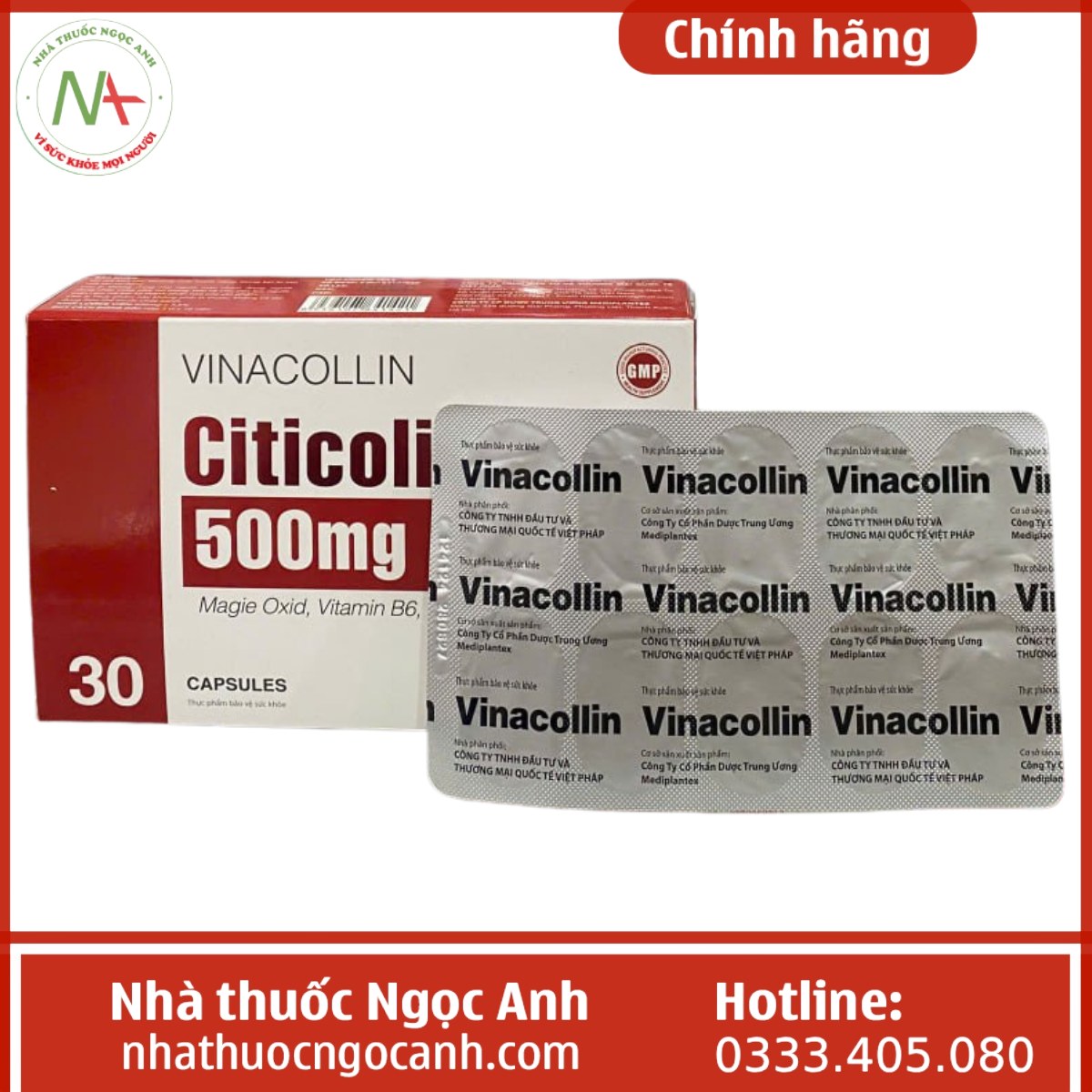 Viên uống Vinacollin Citicoline 500mg