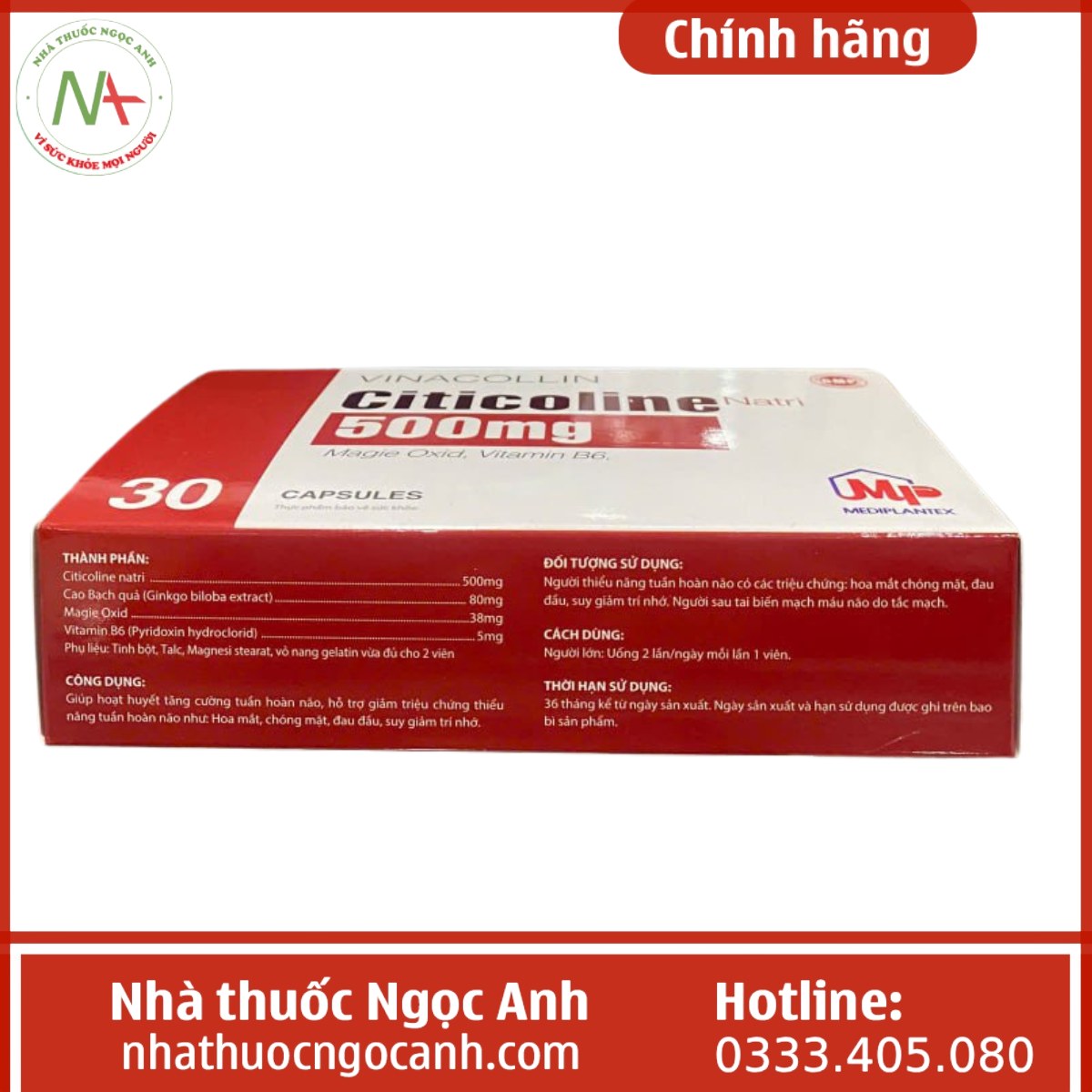Viên uống Vinacollin Citicoline 500mg