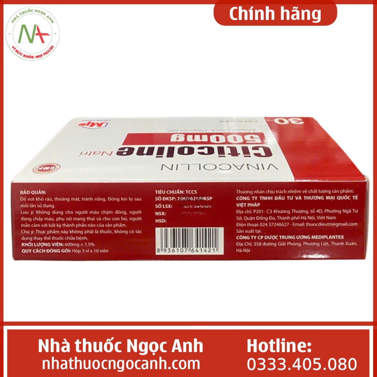 Viên uống Vinacollin Citicoline 500mg