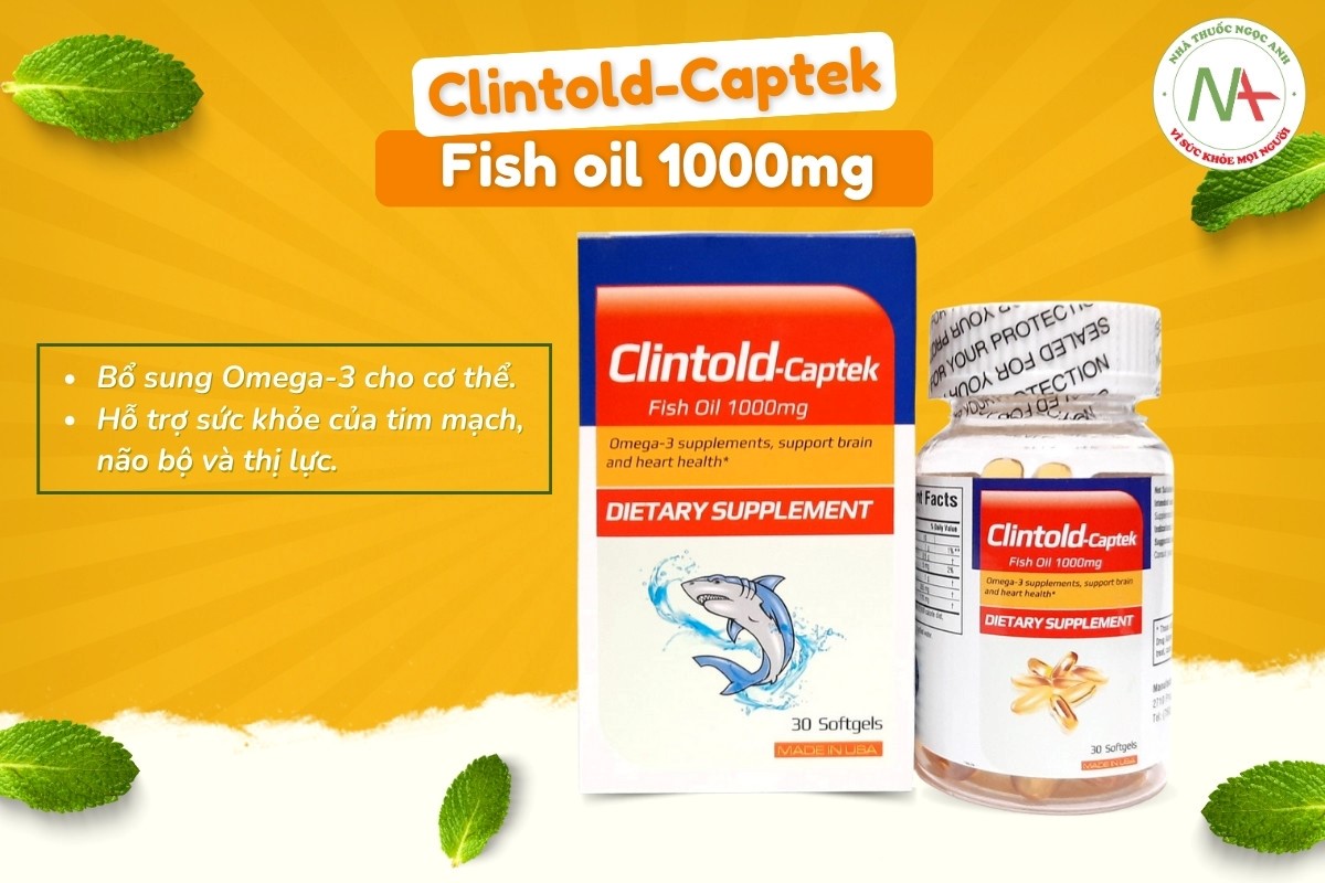 Clintold-Captek 3 Clintold-Captek hỗ trợ bổ sung Omega-3, tăng cường sức khỏe tim mạch, não bộ