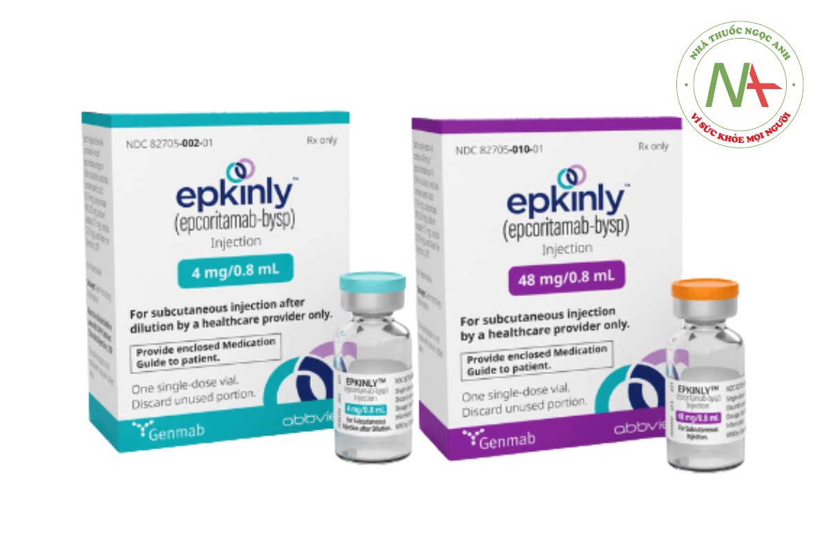 Epcoritamab được bào chế dưới dạng dung dịch tiêm với hai hàm lượng 48mg/0.8ml và 4mg/0.8ml.