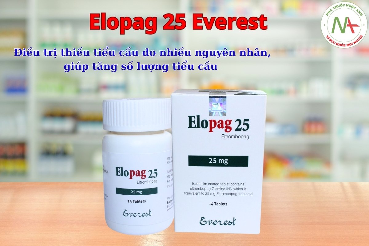 Elopag 25 Everest 3 Thuốc Elopag 25 Everest điều trị thiếu tiểu cầu do nhiều nguyên nhân, giúp tăng số lượng tiểu cầu