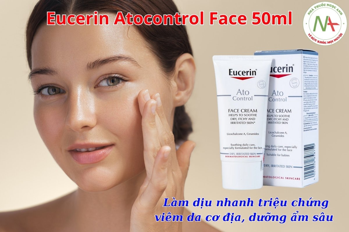 Eucerin Atocontrol Face 50ml giúp làm dịu nhanh triệu chứng viêm da cơ địa, dưỡng ẩm sâu,...