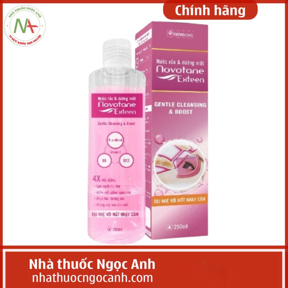 Nước Rửa Và Dưỡng Mắt Novotane Exteen Gentle Cleansing & Boost (Màu Hồng)