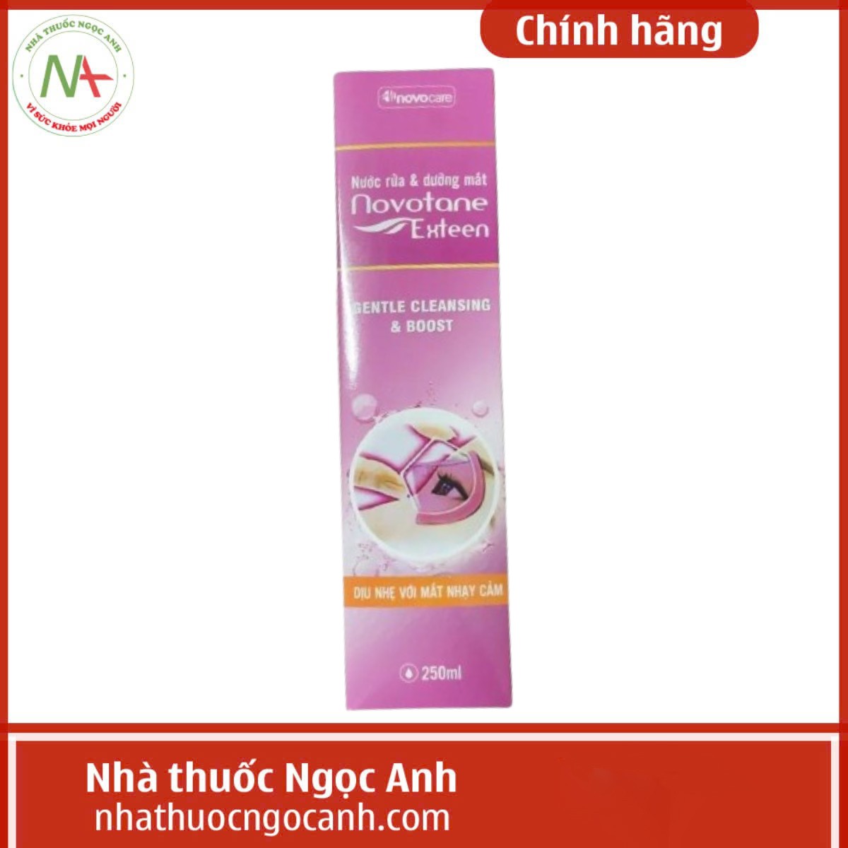 Nước Rửa Và Dưỡng Mắt Novotane Exteen Gentle Cleansing & Boost (Màu Hồng)