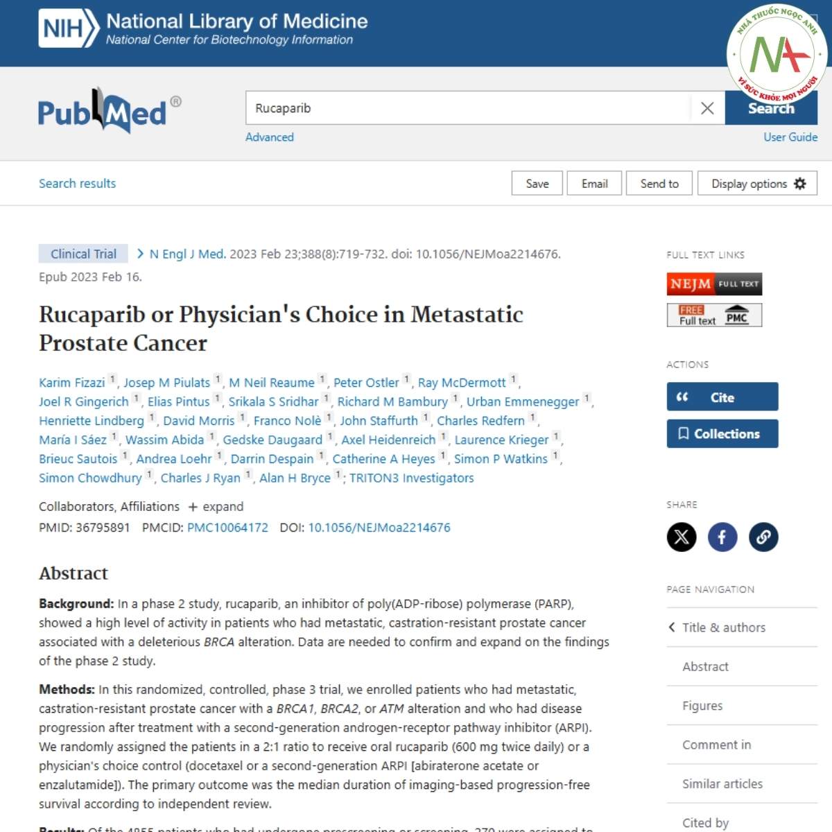 Rucaparib or Physician's Choice in Metastatic Prostate Cancer