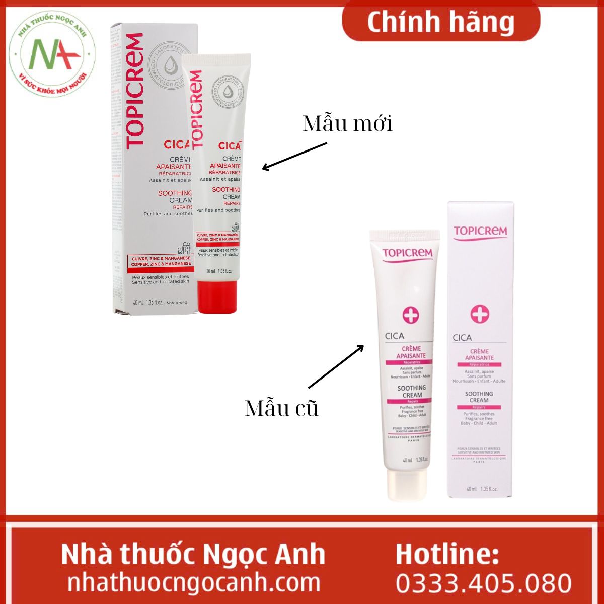 Topicrem Cica Soothing Cream 40ml 6 Thông báo thay đổi bao bì của Topicrem Cica Soothing Cream 40ml